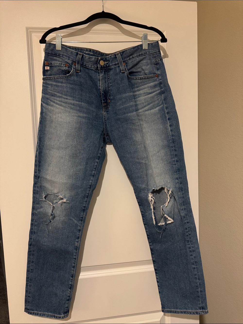 AG Women’s Distressed Blue Denim Jeans